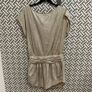 BCBG gold metallic drop waist dress